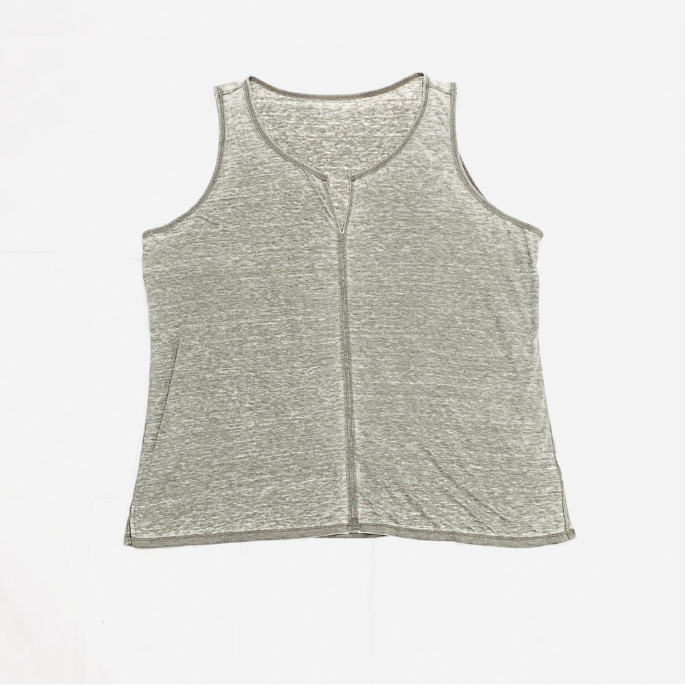 Caslon Heathered Grey Sheer Sleeveless Top